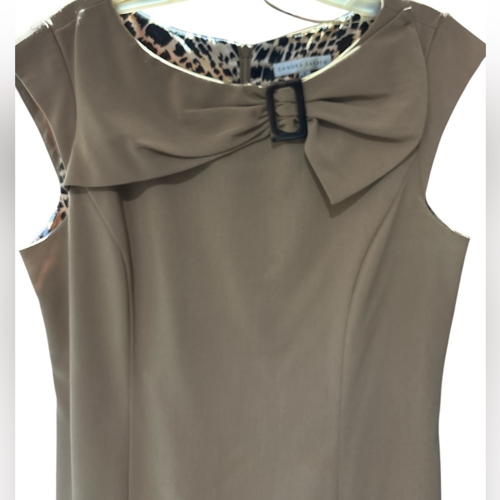 Sandra Darren Tan Midi Dress with Bow Accent - Picture 3 of 5